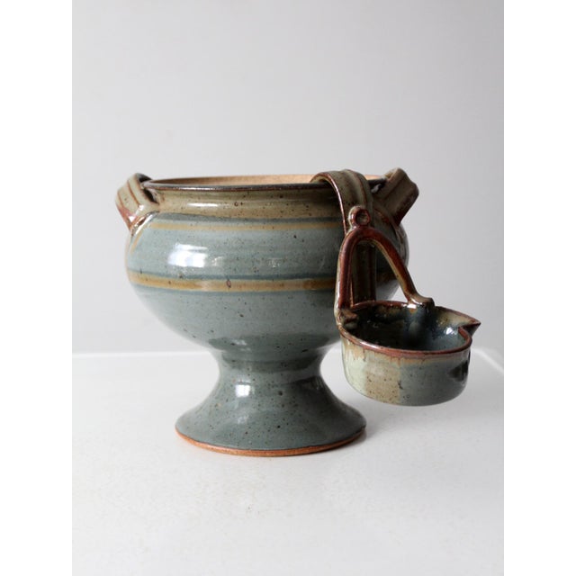 Vintage Studio Pottery Serving Bowl and Ladle Set For Sale - Image 6 of 12