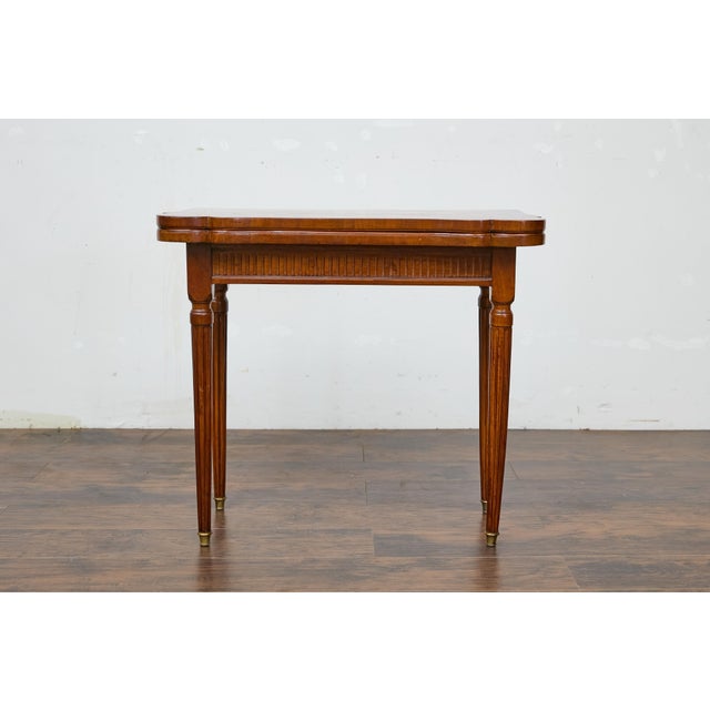 Late 19th Century French Walnut Game Table with Marquetry and Reversible Felt Top, Circa 1880 For Sale - Image 5 of 12