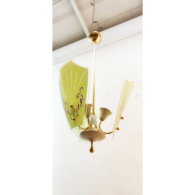 Suspension Lamp with 3-Decorative Glasses For Sale - Image 6 of 18