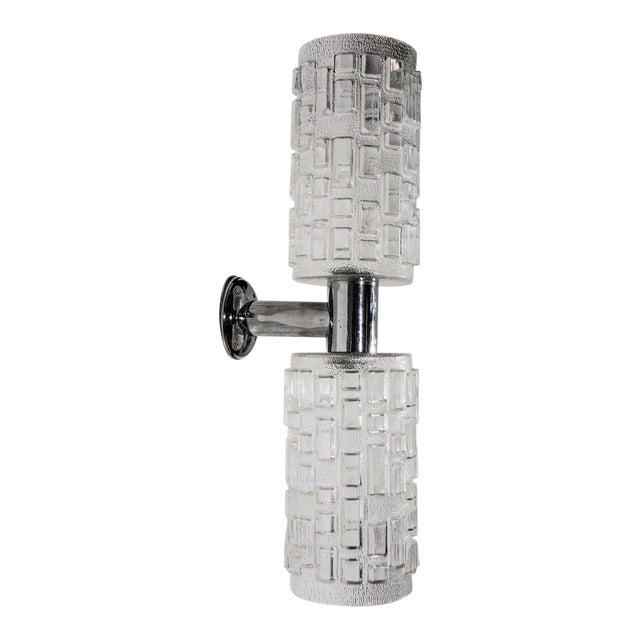 Italian Glass & Chrome Wall Sconces - a Pair For Sale
