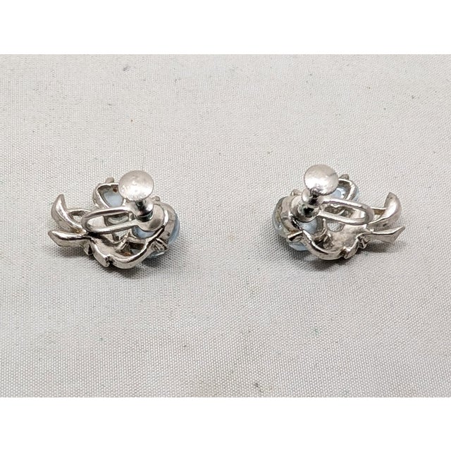 Metal Vintage 1930s Rhodium Plated Blue Tutti Frutti Acorn & Leaf Screw Back Earrings-2 Pieces For Sale - Image 7 of 7
