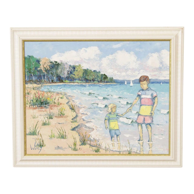 Trisha Witty Children Playing at Seashore Original Oil Painting For Sale