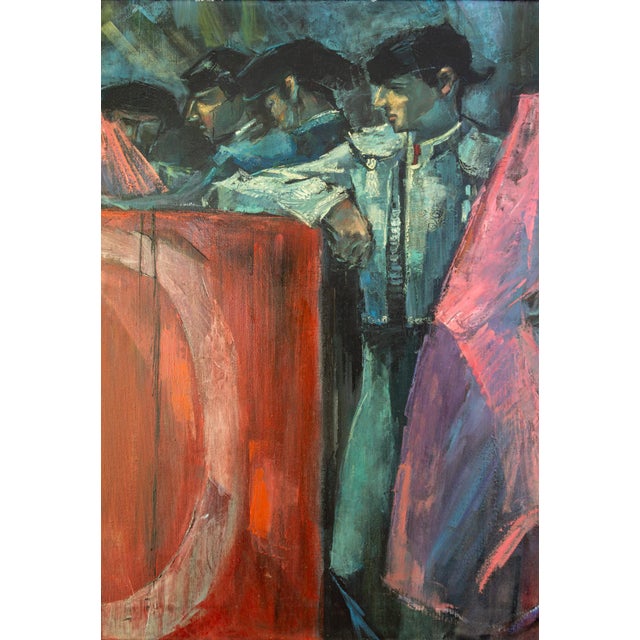 Ruby Red George Michaud Oil Painting of Bullfighter Matadors 1964 For Sale - Image 8 of 11