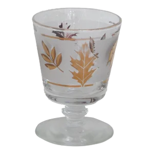 Mid Century Libbey Gold Leaf Frosted Golden Foliage Glass Cup