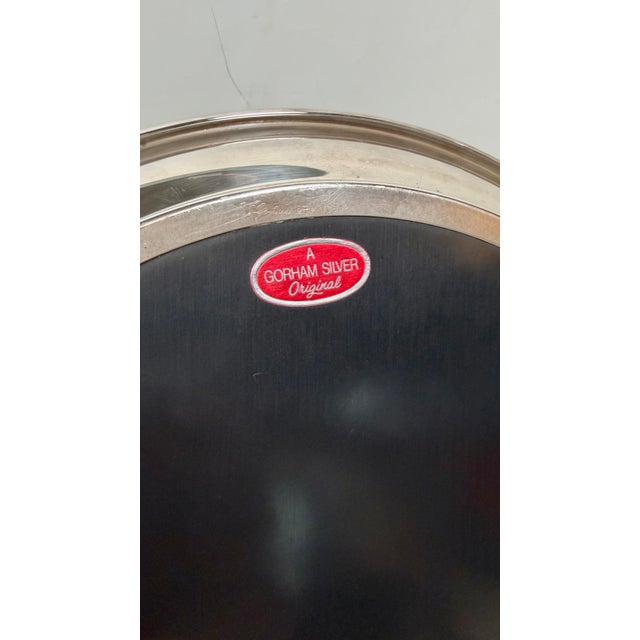 Vintage Mid-Century Modern Silver Plated Gorham Round Service Bar Tray For Sale - Image 10 of 12