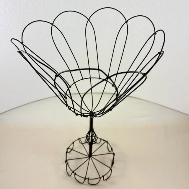 Antique French Handmade Petal Top Wire Kitchen Basket For Sale In Philadelphia - Image 6 of 12