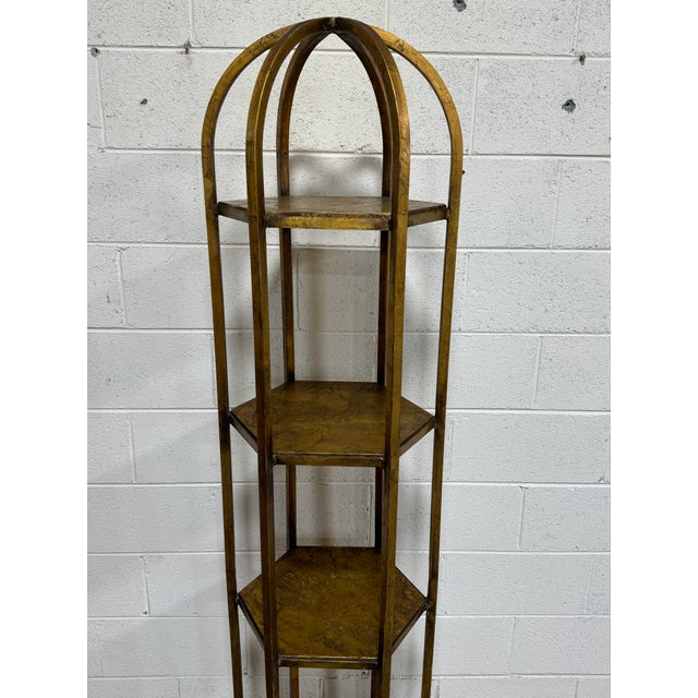 Metal Vintage Italian Gold Gilt Iron & Wood Tiered Etageres For Sale - Image 7 of 8