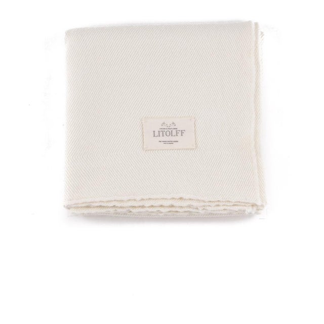 Handwoven Blanket in Off White by Litolff, Germany For Sale - Image 15 of 16