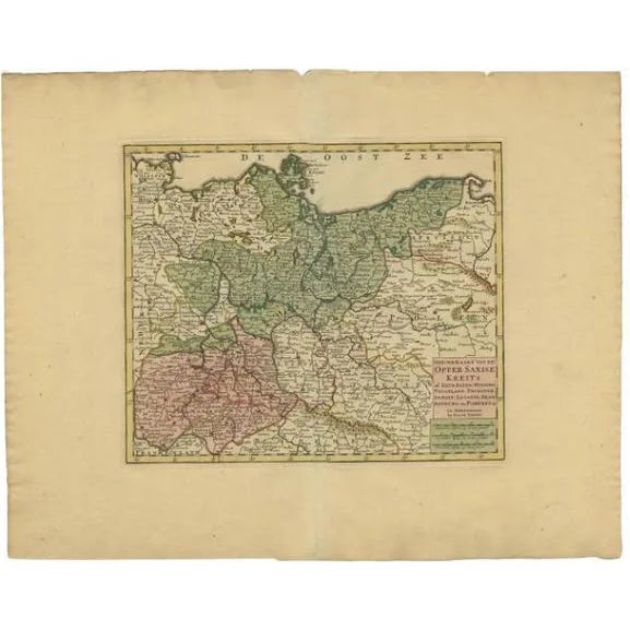 Antique Map of Upper Saxony in Germany by Tirion, 1740 For Sale