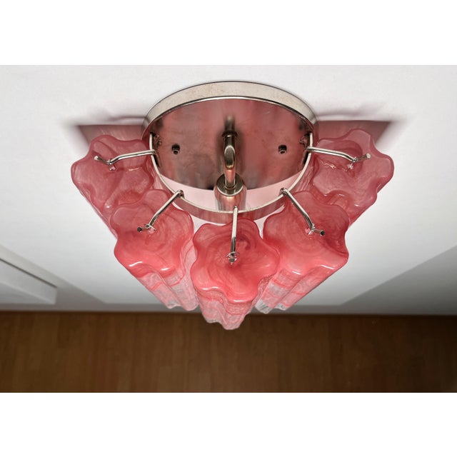 Vintage Murano Glass Tube Wall Sconces with 5 Pink Alabaster Glass Tube, 1990, Set of 2 For Sale - Image 10 of 18