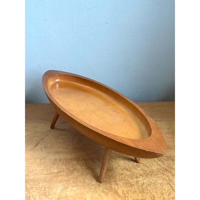 Vintage Mid-Century Modern Wood Bowl For Sale - Image 4 of 12