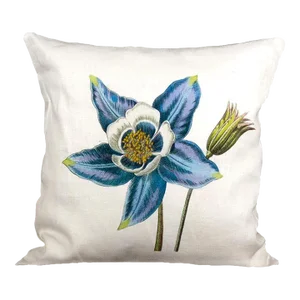 Columbine Flower on Warm White Linen Pillow