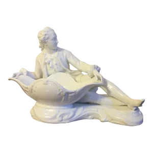 Antique 19th Century Meissen Blanc De Chine Porcelain Figural Sweetmeat Table Garniture