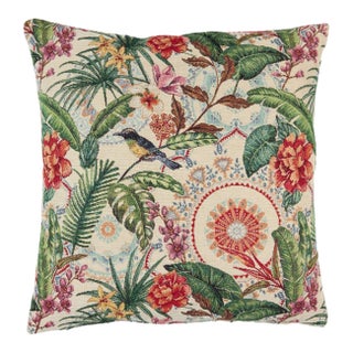 Exotic Jungle Bird Tapestry Cushion With Feather Filler - 46x46cm (18"x18") For Sale