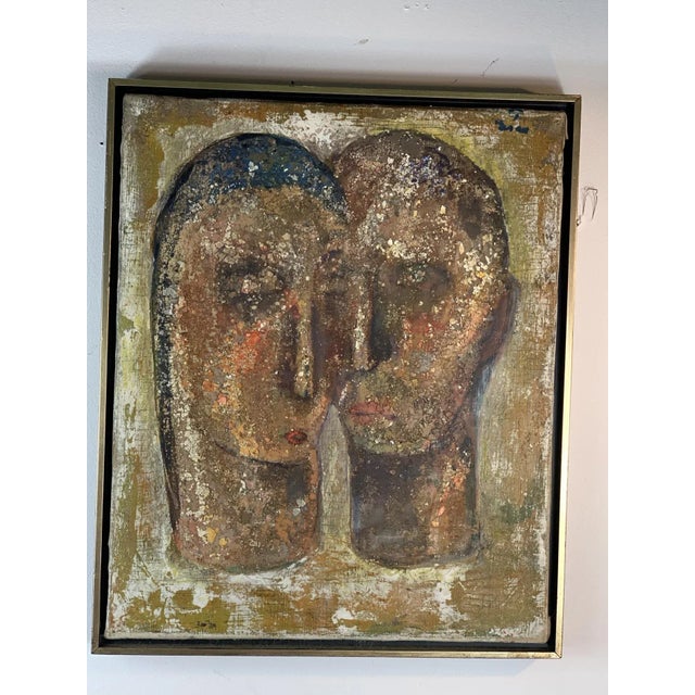 Modern 1960s Mid Century Female /male Head Abstract Painting For Sale - Image 3 of 10