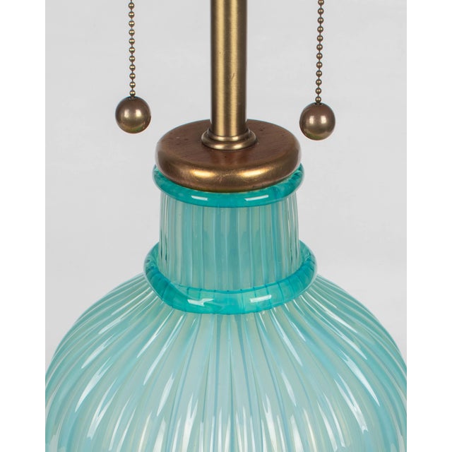 Aqua Aqua Blue Murano Glass Lamp by Archimede Seguso for Marbro, Italy 1950s For Sale - Image 8 of 13