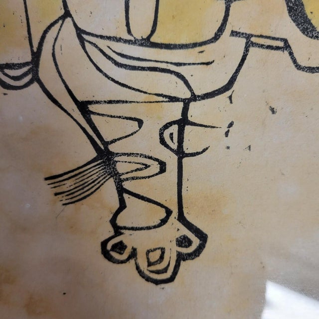 Wood Framed Early Modernist Wu Hao Woodcut “Abstract Tiger” Edition 5/10 For Sale - Image 7 of 9