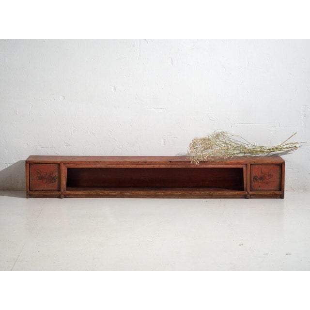 Antique Qing Dynasty Painted Vermilion Gansu Bench or Sideboard For Sale - Image 9 of 11