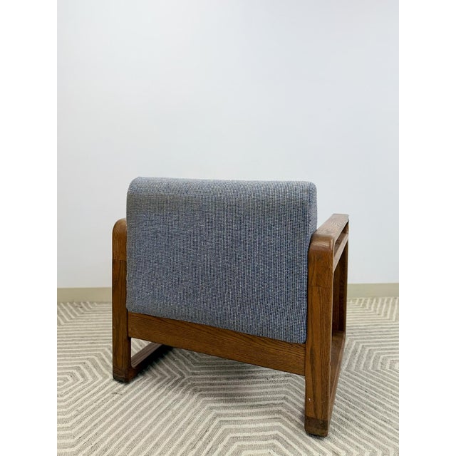 Gray Vintage MCM Single Accent Chair Rounded Wood Arms Mid-Century Lounge For Sale - Image 8 of 9