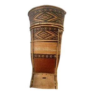 Late 20th Century Large Southeast Asia Storage Basket on Wood Stand