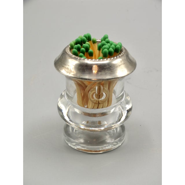 Antique Sterling Silver & Glass Match Holder For Sale - Image 6 of 8