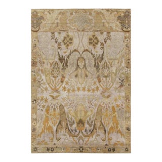 Rug & Kilim’s Persian Style Rug in Lavender With Brown and Gold Floral Patterns For Sale