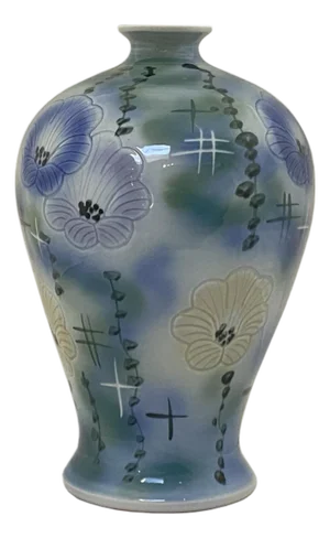 Artistic Pastel Flower Pattern Porcelain Round Baluster Art Vase