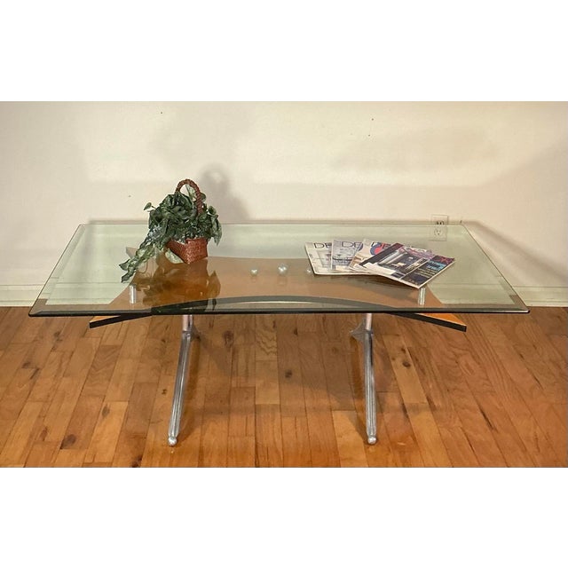 Vintage Glass Birch and Aluminum Rectangular Coffee Table For Sale - Image 12 of 12