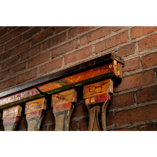 Vintage Double-Sided Art Deco Painted Carnival Ride Handrail Panel For Sale - Image 11 of 11