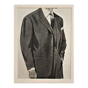 1958 Mid-Century French Men's Fashion Print, Matted