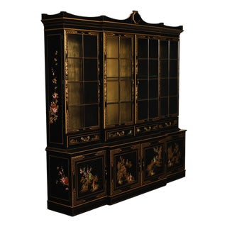Union National Chinoiserie Hand Painted China Display Cabinet For Sale