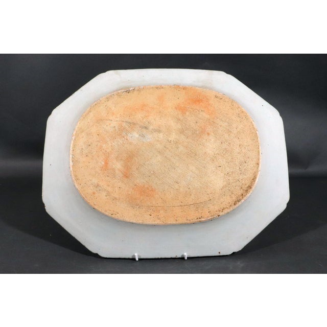 Chinese Chinese Export Blue and White Octagonal Porcelain Platter With Scholar's Scrolls, Circa 1770 For Sale - Image 3 of 8