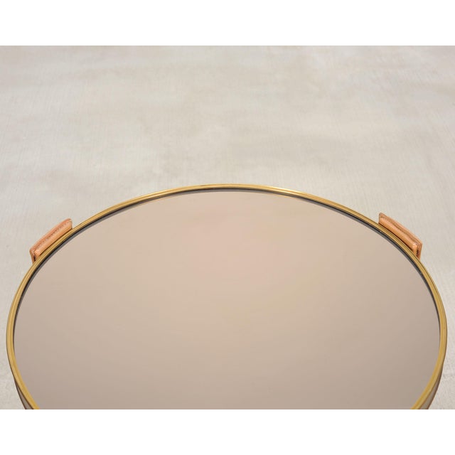 Ralph Lauren Dalton Side Drink Table Brass Leather and Glass For Sale - Image 10 of 18