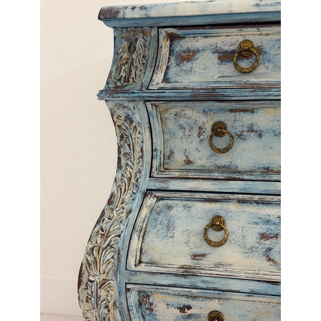Blue Maison Martine Coastal Blue Chest • Hand‑Refinished • 36” Artisan Dresser For Sale - Image 8 of 13