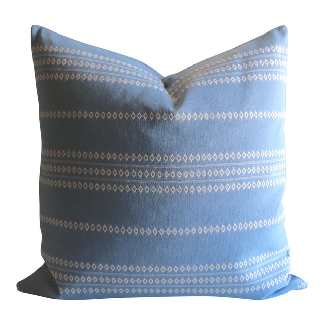 Embroidered Blue Stripe Pillow Cover Chairish