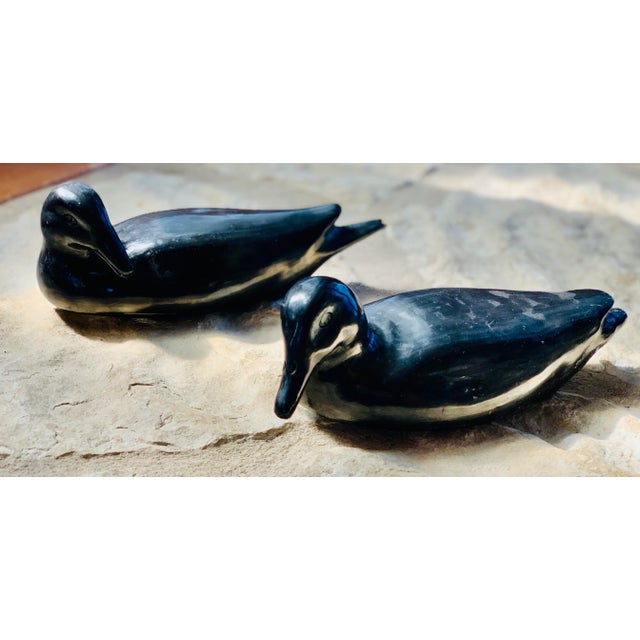 Vintage Oaxaca, Mexico Black Pottery Ducks, Artist Signed by Doña Rosa, Coyotepec- A Pair For Sale - Image 12 of 12