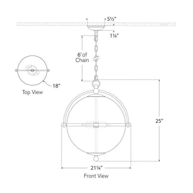 Traditional Chapman & Myers for Visual Comfort Signature Bayridge XL Pendant in Aged Iron with Antique Mercury Glass For Sale - Image 3 of 3