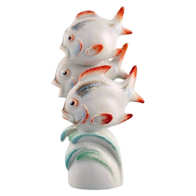 Art Deco Figure of Three Fish by Willi Münch-Khe for Meissen, 1930s For Sale