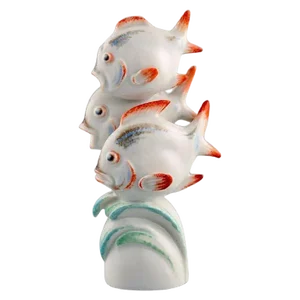 Art Deco Figure of Three Fish by Willi Münch-Khe for Meissen, 1930s