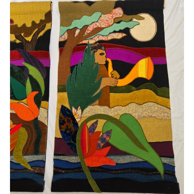 Mid-Century Modern Limited Edition Tapestries Helen Webber 1979 Number 20/100 Jungle/on the Way to the Ark Piece 1 & 3 For Sale - Image 3 of 18