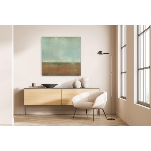 Green Awh 353 - Original Minimalist Abstract Colorfield Oil Painting on Canvas For Sale - Image 8 of 9