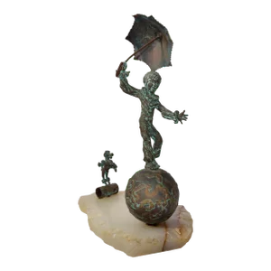 Bijan Studio on Top of the World Bronze Alabaster Sculpture Mid-Century Modern