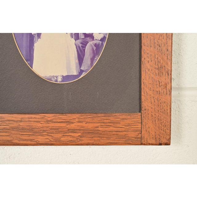 Early 20th Century Stickley Style Antique Mission Oak Arts & Crafts Triple Picture Frame, Circa 1910 For Sale - Image 5 of 14