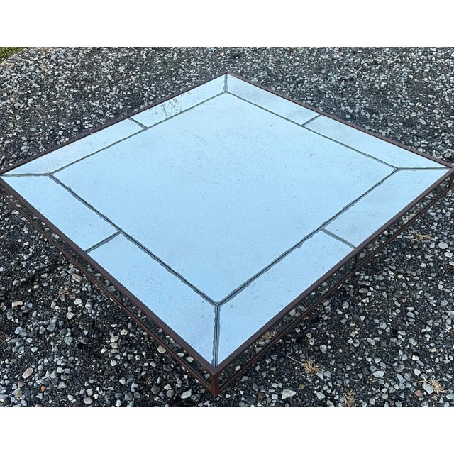 Modern Louise Bradley Antiqued Glass Large Coffee Table For Sale - Image 3 of 9