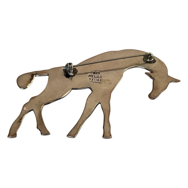 1980s Large Sterling Silver and Enamel Pin For Sale - Image 5 of 8