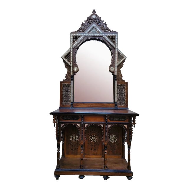19th Century Console & Marquetry Mirror from G Parvis For Sale