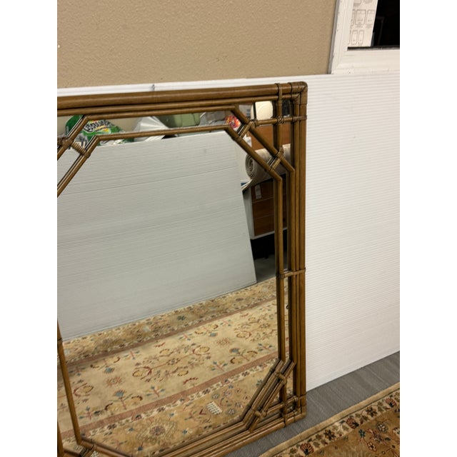 Late 20th Century Hollywood Regency Faux Bamboo Wall Mirror For Sale - Image 5 of 12