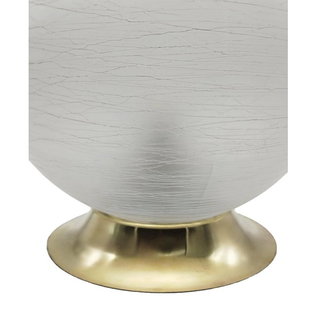 Murano glass craquele' effect ball lamp on brass base, Venini. Up to 250V (Europe/UK Standard).The wiring of this item may...