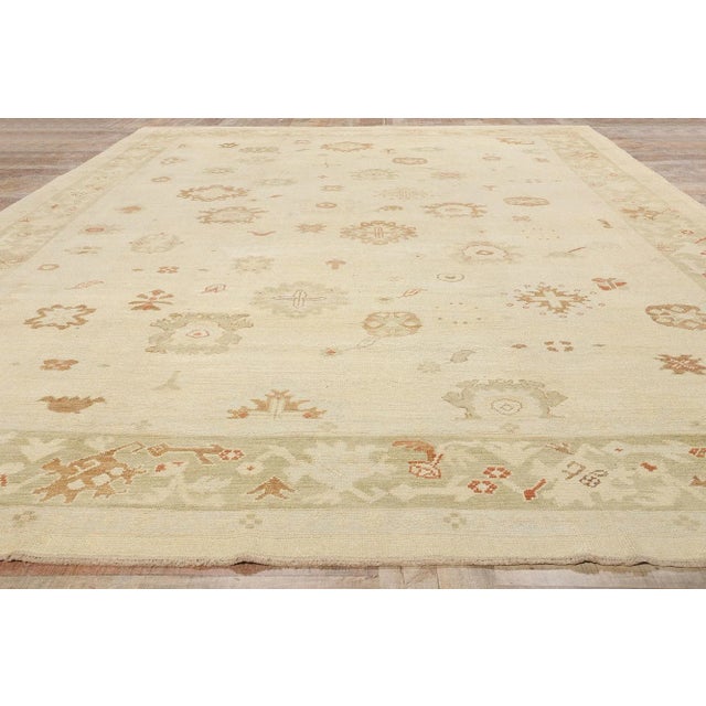 Beige Vintage Modern Turkish Oushak Rug - 10'09 X 15'00 For Sale - Image 8 of 9