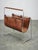 1980s Italian Modernist Leather and Chrome Magazine Rack, 1980s For Sale - Image 5 of 11